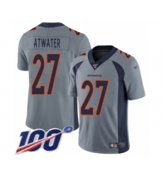 Youth Denver Broncos #27 Steve Atwater Limited Silver Inverted Legend 100th Season Football Jersey