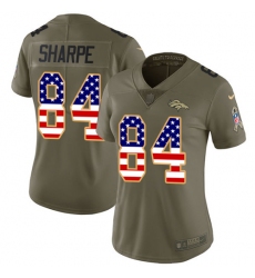 Women's Nike Denver Broncos #84 Shannon Sharpe Limited Olive/USA Flag 2017 Salute to Service NFL Jersey