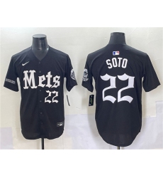 Men's New York Mets #22 Juan Soto Black 'Gotham Gothic Edition' Vapor Premier Limited Stitched Baseball Jersey