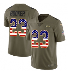 Men's Nike Denver Broncos #23 Devontae Booker Limited Olive/USA Flag 2017 Salute to Service NFL Jersey