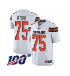 Men's Cleveland Browns #75 Joel Bitonio White Vapor Untouchable Limited Player 100th Season Football Jersey