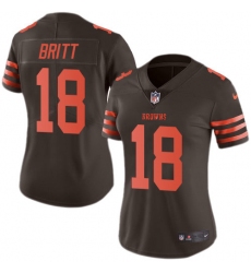 Women's Nike Cleveland Browns #18 Kenny Britt Limited Brown Rush Vapor Untouchable NFL Jersey