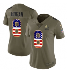 Women's Nike Cleveland Browns #8 Kevin Hogan Limited Olive/USA Flag 2017 Salute to Service NFL Jersey