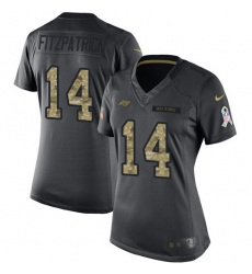 Women's Nike Tampa Bay Buccaneers #14 Ryan Fitzpatrick Limited Black 2016 Salute to Service NFL Jersey