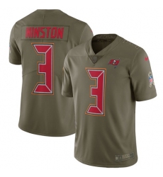 Youth Nike Tampa Bay Buccaneers #3 Jameis Winston Limited Olive 2017 Salute to Service NFL Jersey