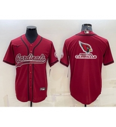 Men's Arizona Cardinals Red Team Big Logo With Patch Cool Base Stitched Baseball Jersey