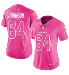 Women's Nike Arizona Cardinals #64 Dorian Johnson Limited Pink Rush Fashion NFL Jersey