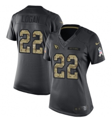 Women's Nike Arizona Cardinals #22 T. J. Logan Limited Black 2016 Salute to Service NFL Jersey