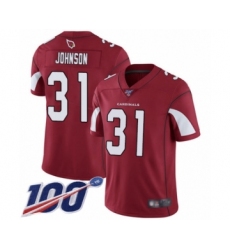 Men's Arizona Cardinals #31 David Johnson Red Team Color Vapor Untouchable Limited Player 100th Season Football Jersey