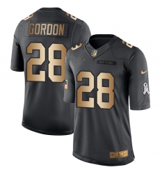 Youth Nike Los Angeles Chargers #28 Melvin Gordon Limited Black/Gold Salute to Service NFL Jersey