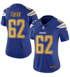 Women's Nike Los Angeles Chargers #62 Max Tuerk Limited Electric Blue Rush Vapor Untouchable NFL Jersey