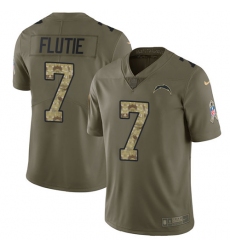 Youth Nike Los Angeles Chargers #7 Doug Flutie Limited Olive/Camo 2017 Salute to Service NFL Jersey