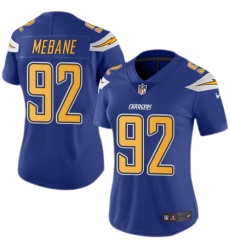 Women's Nike Los Angeles Chargers #92 Brandon Mebane Limited Electric Blue Rush Vapor Untouchable NFL Jersey