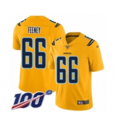 Men's Los Angeles Chargers #66 Dan Feeney Limited Gold Inverted Legend 100th Season Football Jersey