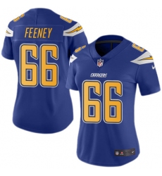 Women's Nike Los Angeles Chargers #66 Dan Feeney Limited Electric Blue Rush Vapor Untouchable NFL Jersey