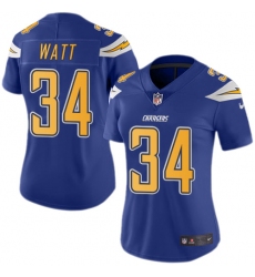 Women's Nike Los Angeles Chargers #34 Derek Watt Limited Electric Blue Rush Vapor Untouchable NFL Jersey