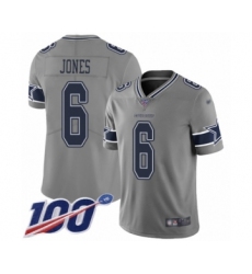 Men's Dallas Cowboys #6 Chris Jones Limited Gray Inverted Legend 100th Season Football Jersey