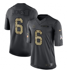 Youth Nike Dallas Cowboys #6 Chris Jones Limited Black 2016 Salute to Service NFL Jersey