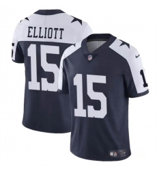 Men's Dallas Cowboys #15 Ezekiel Elliott Navy White Vapor Untouchable Thanksgiving Limited Football Stitched Jersey