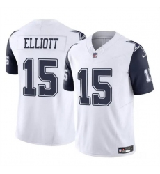 Men's Dallas Cowboys #15 Ezekiel Elliott White 2023 F.U.S.E Color Rush Limited Football Stitched Jersey