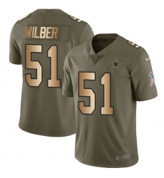Men's Nike Dallas Cowboys #51 Kyle Wilber Limited Olive/Gold 2017 Salute to Service NFL Jersey