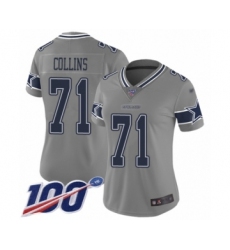 Women's Dallas Cowboys #71 La'el Collins Limited Gray Inverted Legend 100th Season Football Jersey