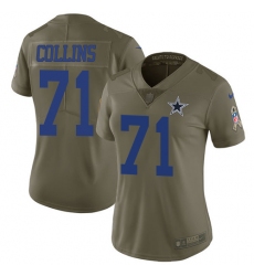 Women's Nike Dallas Cowboys #71 La'el Collins Limited Olive 2017 Salute to Service NFL Jersey