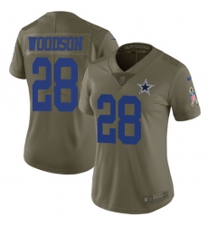 Women's Nike Dallas Cowboys #28 Darren Woodson Limited Olive 2017 Salute to Service NFL Jersey