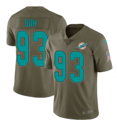Men's Nike Miami Dolphins #93 Ndamukong Suh Limited Olive 2017 Salute to Service NFL Jersey