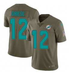 Men's Nike Miami Dolphins #12 Bob Griese Limited Olive 2017 Salute to Service NFL Jersey