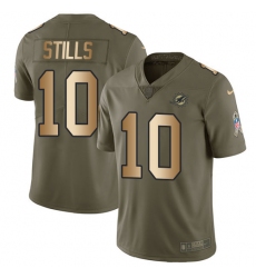 Youth Nike Miami Dolphins #10 Kenny Stills Limited Olive/Gold 2017 Salute to Service NFL Jersey