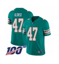 Men's Miami Dolphins #47 Kiko Alonso Aqua Green Alternate Vapor Untouchable Limited Player 100th Season Football Jersey
