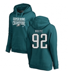 Women's Nike Philadelphia Eagles #92 Reggie White Green Super Bowl LII Champions Pullover Hoodie