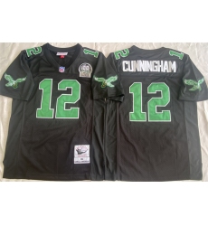 Men's Philadelphia Eagles #12 Randall Cunningham Black Throwback Stitched Football Jersey
