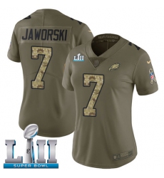Women's Nike Philadelphia Eagles #7 Ron Jaworski Limited Olive/Camo 2017 Salute to Service Super Bowl LII NFL Jersey