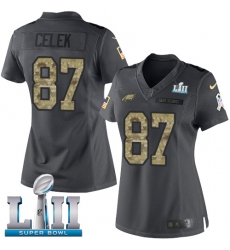 Women's Nike Philadelphia Eagles #87 Brent Celek Limited Black 2016 Salute to Service Super Bowl LII NFL Jersey