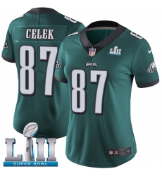 Women's Nike Philadelphia Eagles #87 Brent Celek Midnight Green Team Color Vapor Untouchable Limited Player Super Bowl LII NFL Jersey