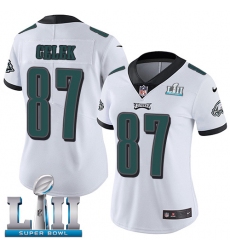 Women's Nike Philadelphia Eagles #87 Brent Celek White Vapor Untouchable Limited Player Super Bowl LII NFL Jersey