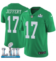 Men's Nike Philadelphia Eagles #17 Alshon Jeffery Limited Green Rush Vapor Untouchable Super Bowl LII NFL Jersey