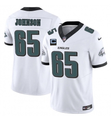 Men's Philadelphia Eagles #65 Lane Johnson White 2025 F.U.S.E. With 4-Star C Vapor Untouchable Limited Stitched Football Jersey