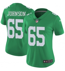 Women's Nike Philadelphia Eagles #65 Lane Johnson Limited Green Rush Vapor Untouchable NFL Jersey