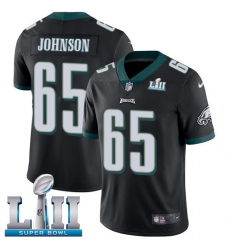 Youth Nike Philadelphia Eagles #65 Lane Johnson Black Alternate Vapor Untouchable Limited Player Super Bowl LII NFL Jersey