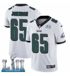 Youth Nike Philadelphia Eagles #65 Lane Johnson White Vapor Untouchable Limited Player Super Bowl LII NFL Jersey