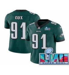 Men's Philadelphia Eagles #91 Fletcher Cox Limited Green Super Bowl LVII Vapor Jersey