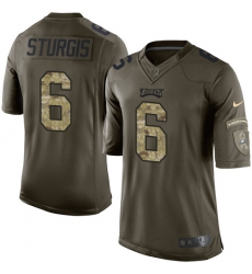Men's Nike Philadelphia Eagles #6 Caleb Sturgis Elite Green Salute to Service NFL Jersey