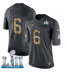 Men's Nike Philadelphia Eagles #6 Caleb Sturgis Limited Black 2016 Salute to Service Super Bowl LII NFL Jersey