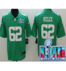 Men's Philadelphia Eagles #62 Jason Kelce Limited Green Rush Super Bowl LVII Vapor Jersey
