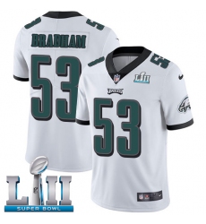 Youth Nike Philadelphia Eagles #53 Nigel Bradham White Vapor Untouchable Limited Player Super Bowl LII NFL Jersey