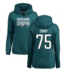 Women's Nike Philadelphia Eagles #75 Vinny Curry Green Super Bowl LII Champions Pullover Hoodie