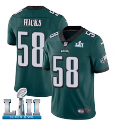 Men's Nike Philadelphia Eagles #58 Jordan Hicks Midnight Green Team Color Vapor Untouchable Limited Player Super Bowl LII NFL Jersey